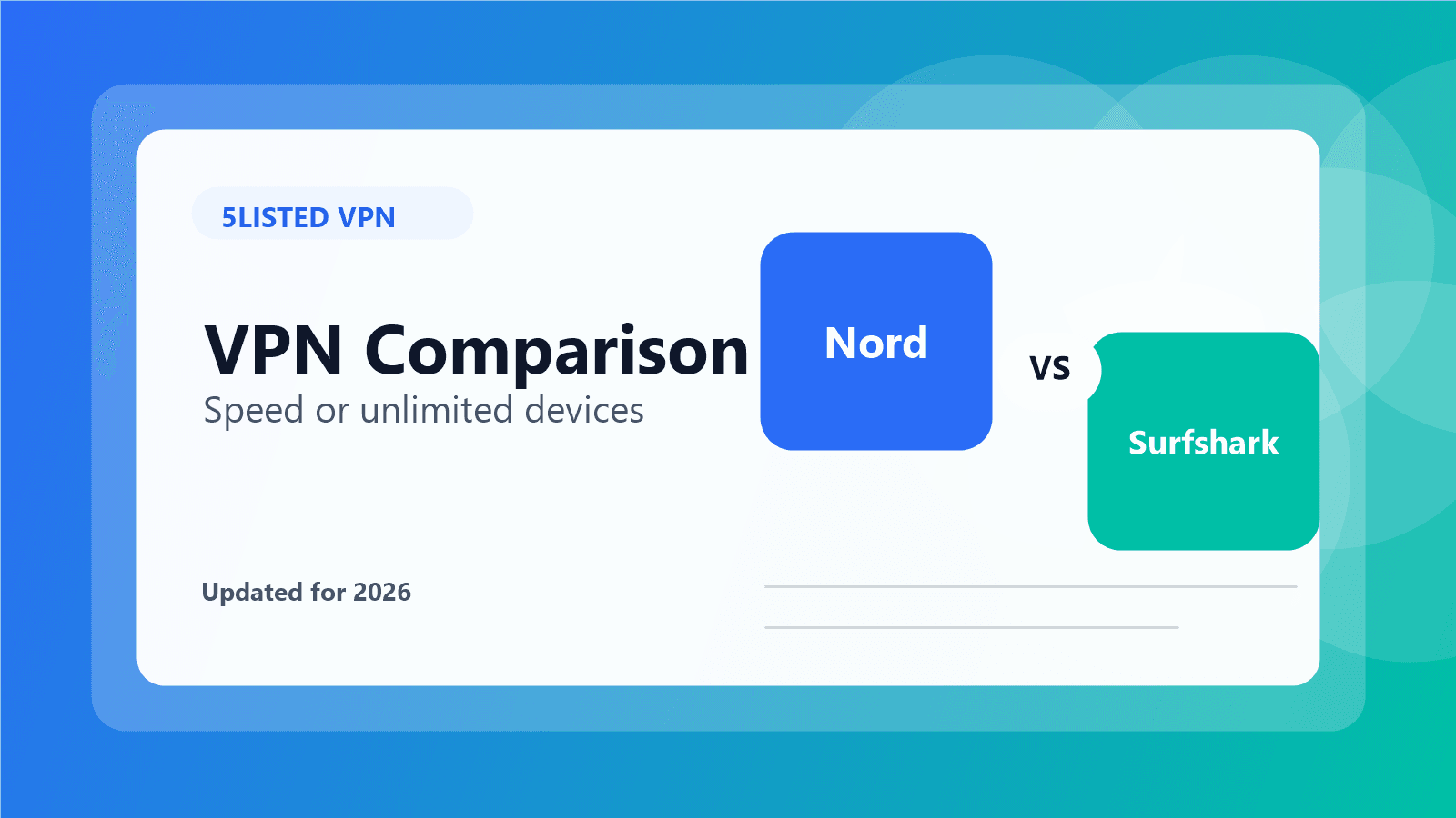 NordVPN vs Surfshark: Speed or Unlimited Devices? - 5listed VPN comparison