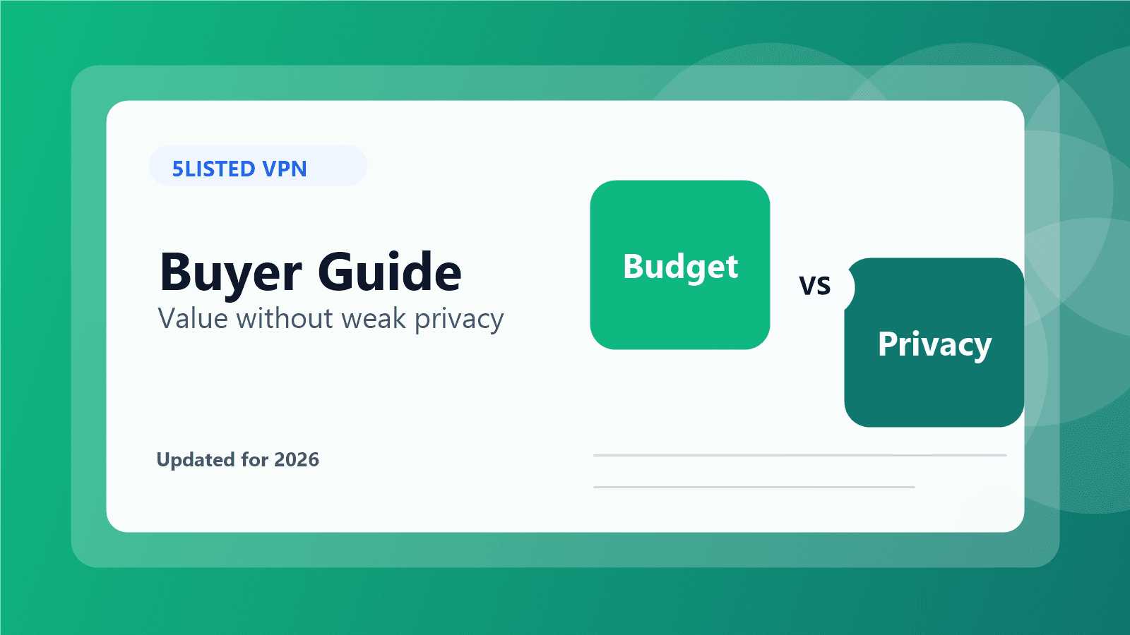 Best Cheap VPN Services in 2026 - 5listed VPN comparison