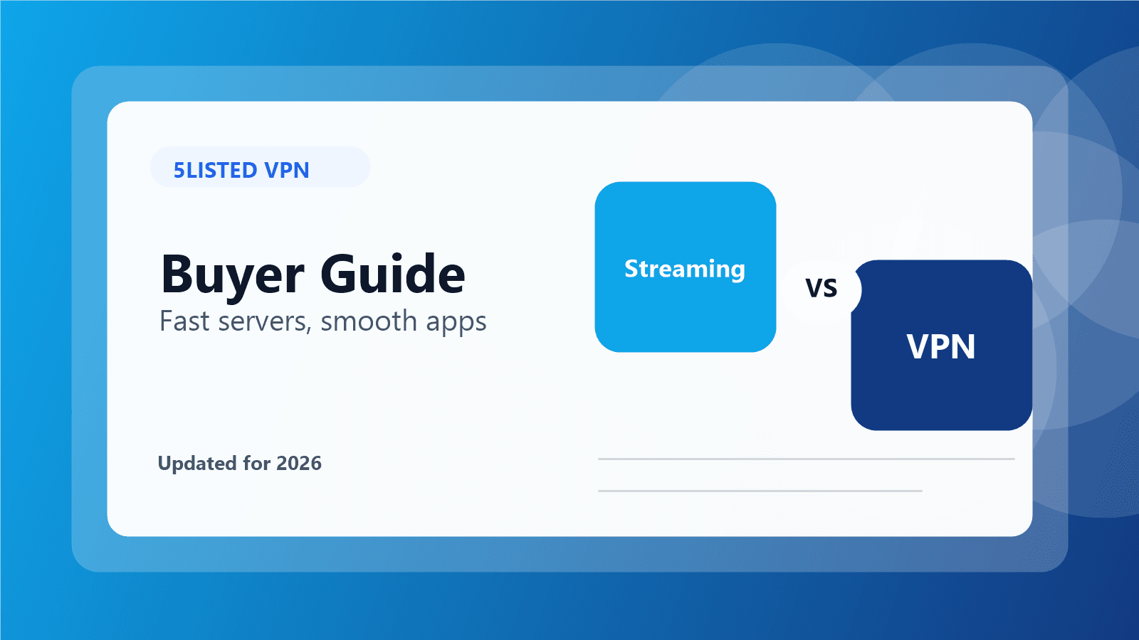 Best VPN for Streaming in 2026 - 5listed VPN comparison