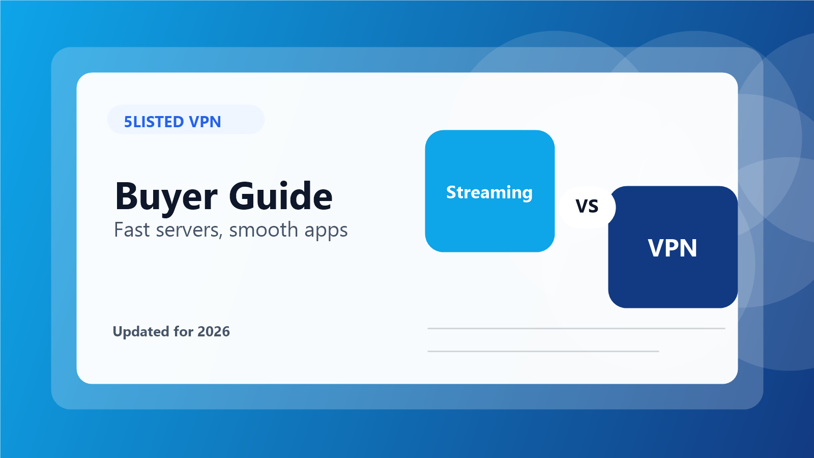 Best VPN for Streaming in 2026 - 5listed VPN comparison